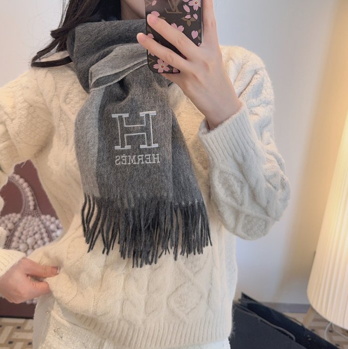 エルメス 両面スカーフ 35x200cm