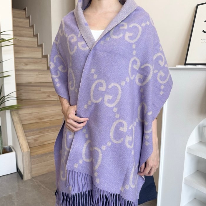 グッチ 2025新作。両面カシミヤ 35x190cm