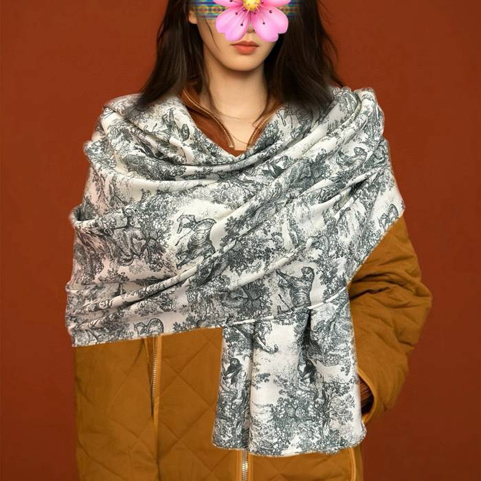 ディオール 新作2025 両面同色 アニマルジャングル 65x185