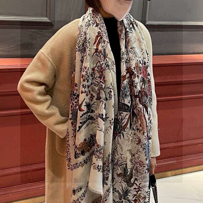 ディオール 銀糸スカーフ 100x200cm