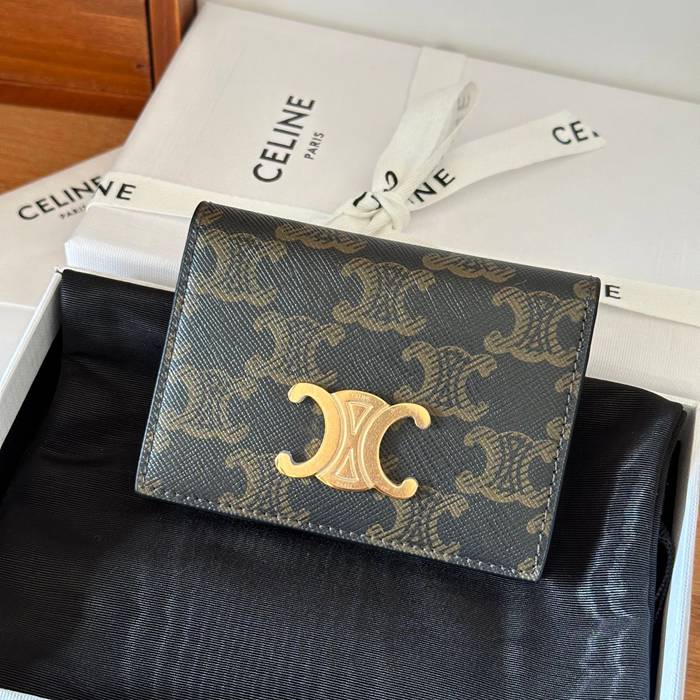 CELINE 10P352 新作二つ折りカードケース トリオンフ ブラウン サイズ:10x7.5cm