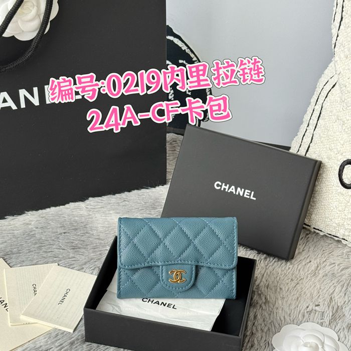 CHANEL 0219 CFカードケース カヴィア粒革 サイズ:11x8.5cm