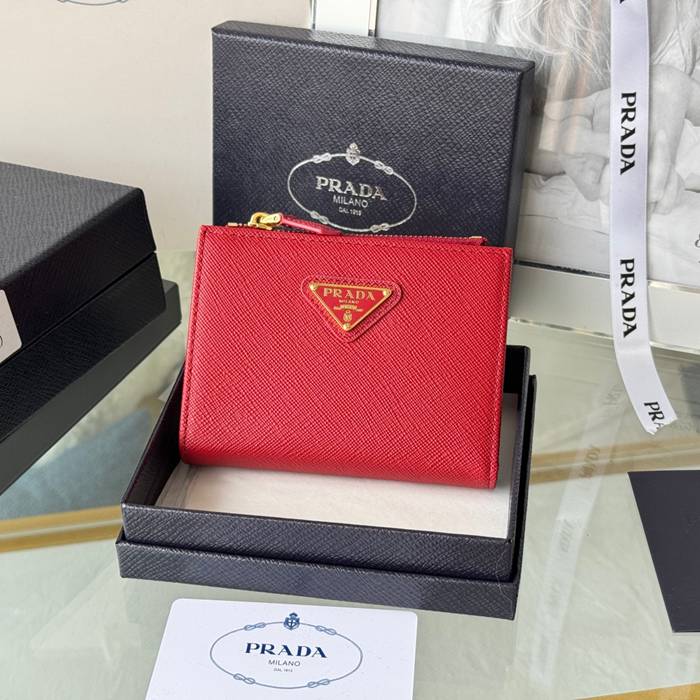 PRADA 1ML050 短財布 サフィアーノ十字紋 牛皮 サイズ:10x9cm