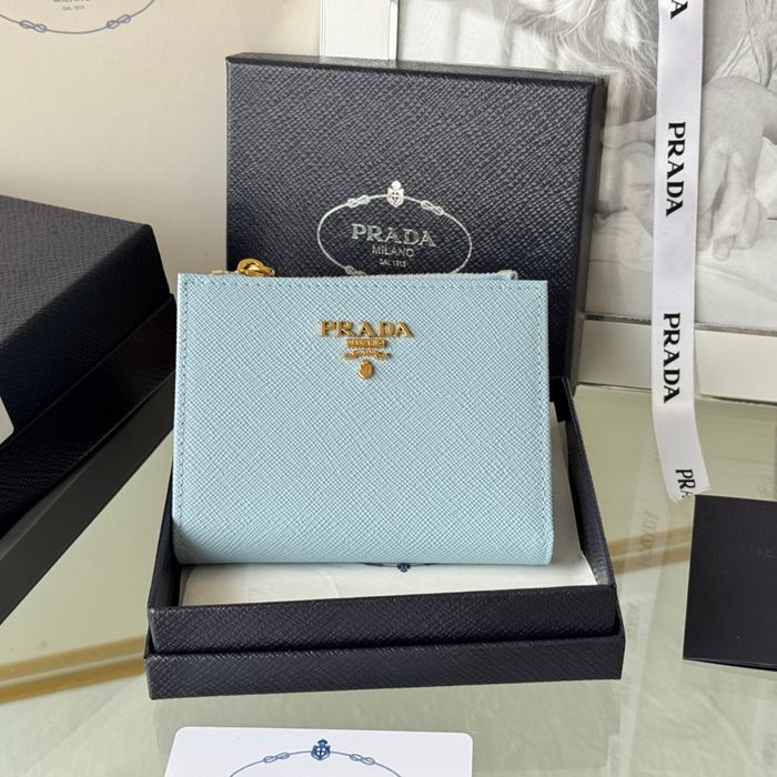 PRADA 1ML050 短財布 サフィアーノ十字紋 牛皮 サイズ:10x9cm