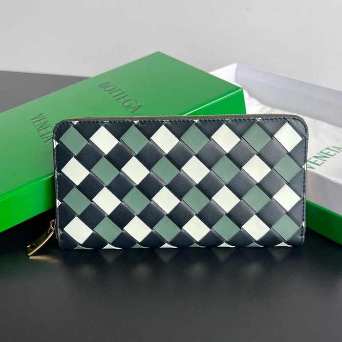 BOTTEGA VENETA BV 593217 メンズ編み財布 三色牛皮編み 19x10cm サイズ:19x10cm