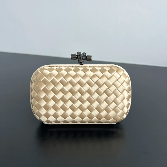 BOTTEGA VENETA BV 8651 ノット イブニングバッグ シルク編み蛇皮トリム 16x10cm サイズ:16x10cm