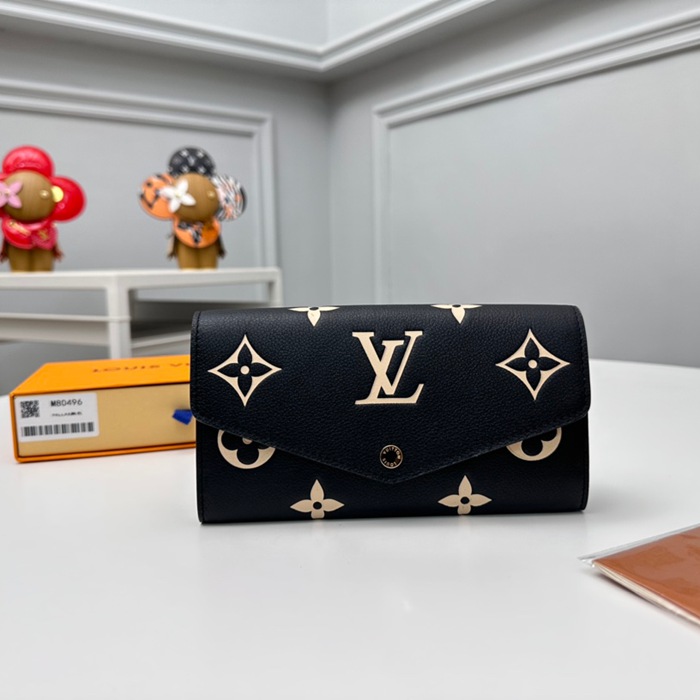 LOUIS VUITTON M80496 サラ長財布 モノグラムアンプラント ブラック サイズ:19x10.5cm