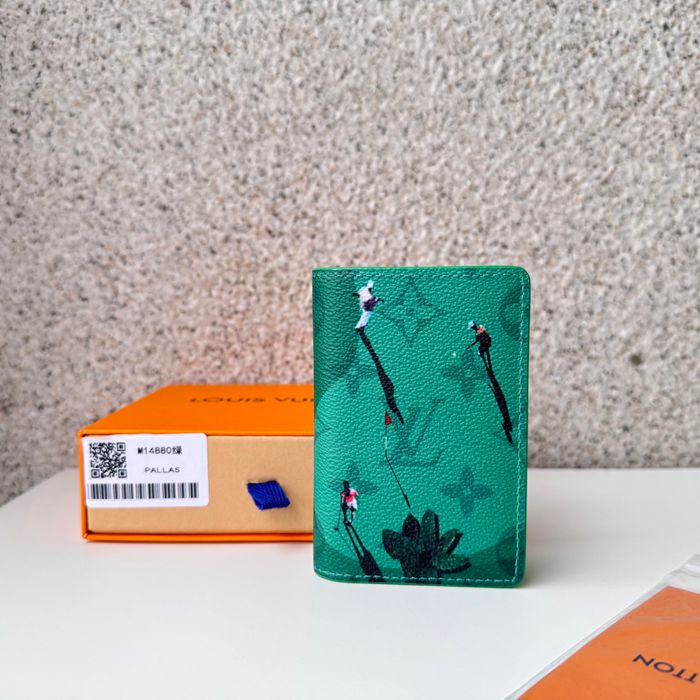 LOUIS VUITTON M14880 ポケットオーガナイザー カラードモノグラム スポーツシーン グリーン サイズ:7.5x11.1cm