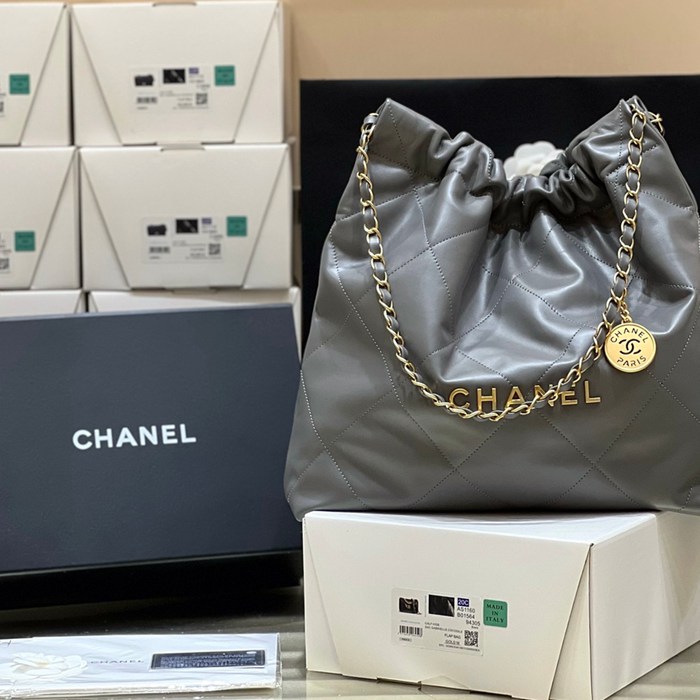 CHANEL 3261 カーフレザー グレー クラシック ファッショナブル 42×39×8cm サイズ:42×39×8cm