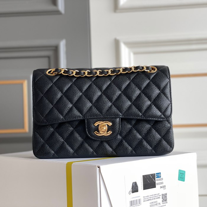 CHANEL ラムレザー ブラック×ホワイト×ゴールド 小 23×14.5×6cm サイズ:23×14.5×6cm