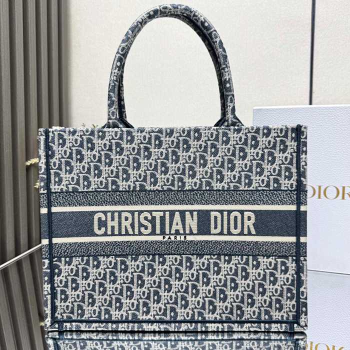 DIOR 1286 ストライプ、刺繍、レター ブルー、ベージュ ハンドバッグ、トートバッグ 中 36.0x27.5x16.5cm サイズ:36x27.5x16.5cm