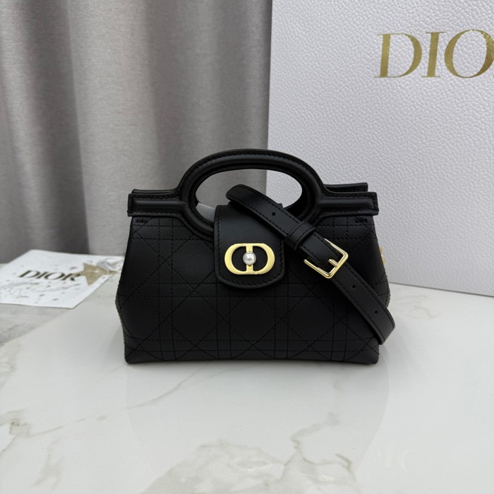 DIOR ラムレザー、レザー、チェーン グレンチェック、レター、ビーズ ブラック、ホワイト、ゴールド 斜め掛けバッグ、ショルダーバッグ、ハンドバッグ ミニ 新作 サイズ:18.5x13x8.5cm