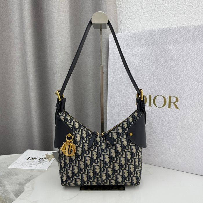 DIOR カーフレザー、レザー、オブリーク グレンチェック、プリント、レター ブルー、ゴールド、ベージュ ショルダーバッグ、ハンドバッグ、ハンドバッグ 新作 クラシック サイズ:22x15x9.5cm