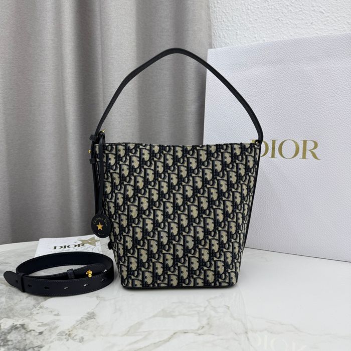 DIOR 2854 カーフレザー、レザー、オブリーク プリント、レター、フラワー ブルー、ベージュ 斜め掛けバッグ、ショルダーバッグ、ハンドバッグ 小 新作 サイズ:24x20x15cm