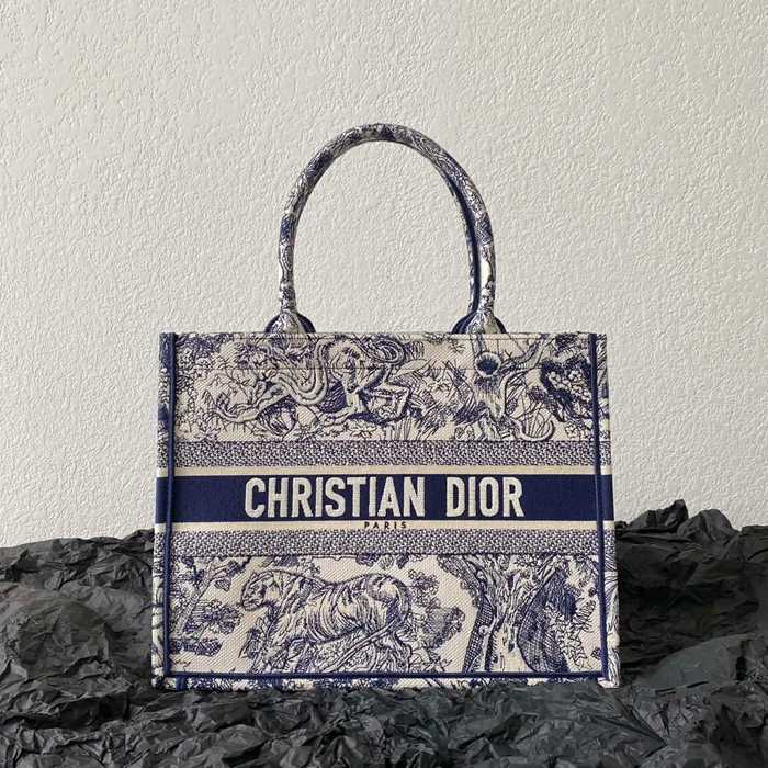 DIOR 刺繍、モノグラム、フラワー ブルー、グレー ハンドバッグ、トートバッグ 中 ヴィンテージ 36.0x27.0x16.0cm サイズ:36x27x16cm