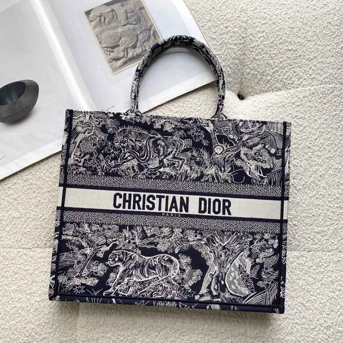 DIOR 8001 刺繍 ブラック、ホワイト ハンドバッグ、トートバッグ 大 ヴィンテージ 41.5x35.0x18.0cm サイズ:41.5x35x18cm