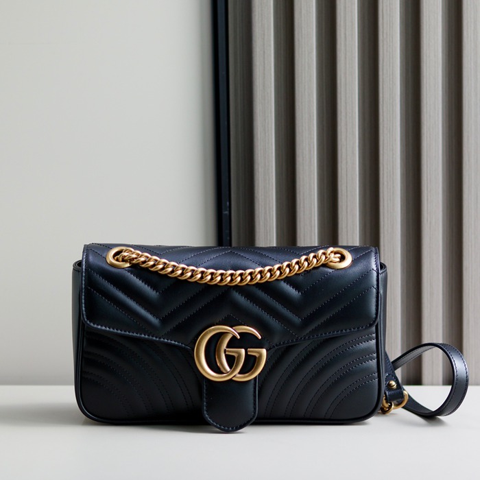 GUCCI 443497 カーフレザー チェーンバッグ GG、マルモント 26x15cm サイズ:26x15cm