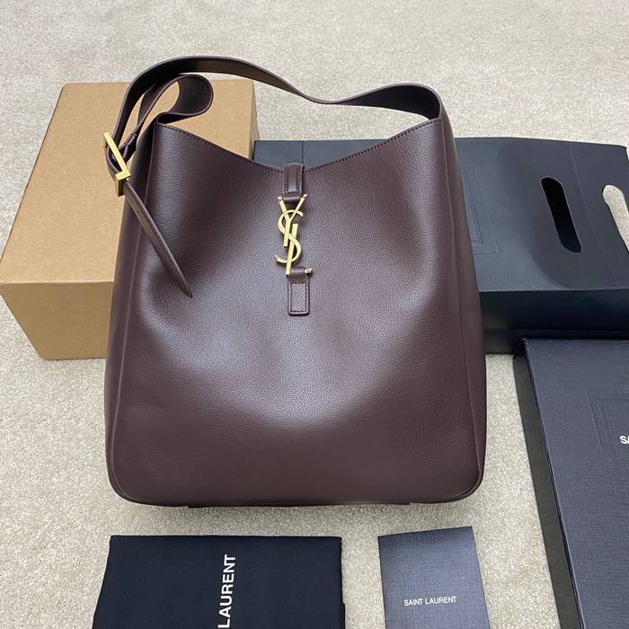 SAINT LAURENT 753837 ブラウン、ゴールド 脇下バッグ 大、クラシック 31x30x13cm サイズ:31x30x13cm