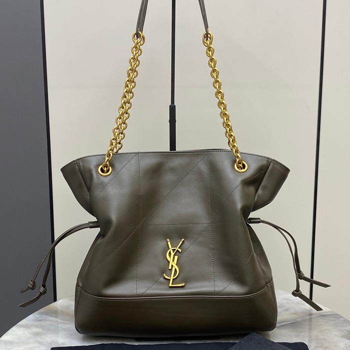 SAINT LAURENT 833948 ラムレザー グリーン、ゴールド トートバッグ、脇下バッグ ジェイミー 29x27x11cm サイズ:29x27x11cm