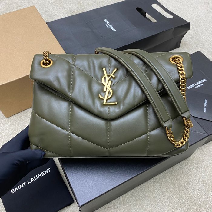 SAINT LAURENT 577476 ラムレザー、カーフレザー グリーン、ゴールド、シルバー 斜め掛けバッグ チェーン、クラシック 29x17x11cm サイズ:29x17x11cm