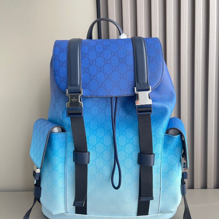 Gucci リュック オールレザー ブルー 792080 サイズ:46x35x12cm