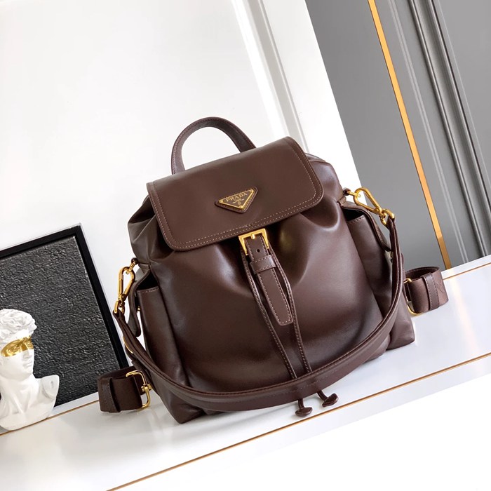 Prada 新作 シープスキン リュック オールレザー ブラック 1BZ080 サイズ:29x27x12.5cm