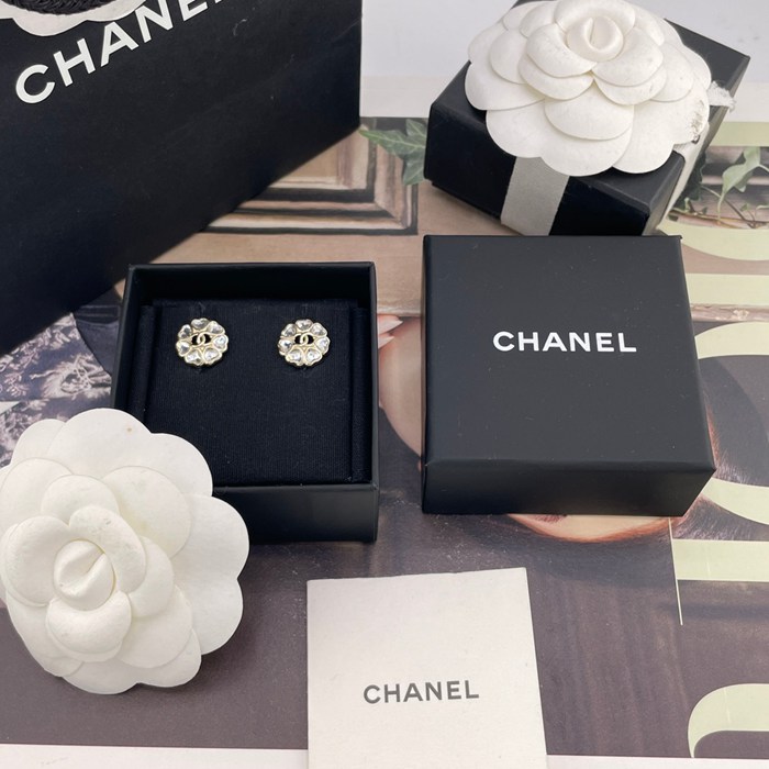 シャネル スタイル ピアス ハート クリスタル