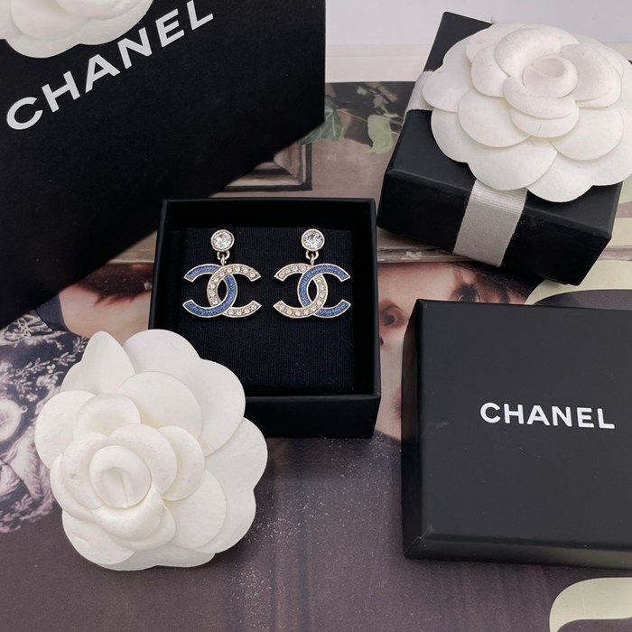 シャネル スタイル ピアス デニム クリスタル