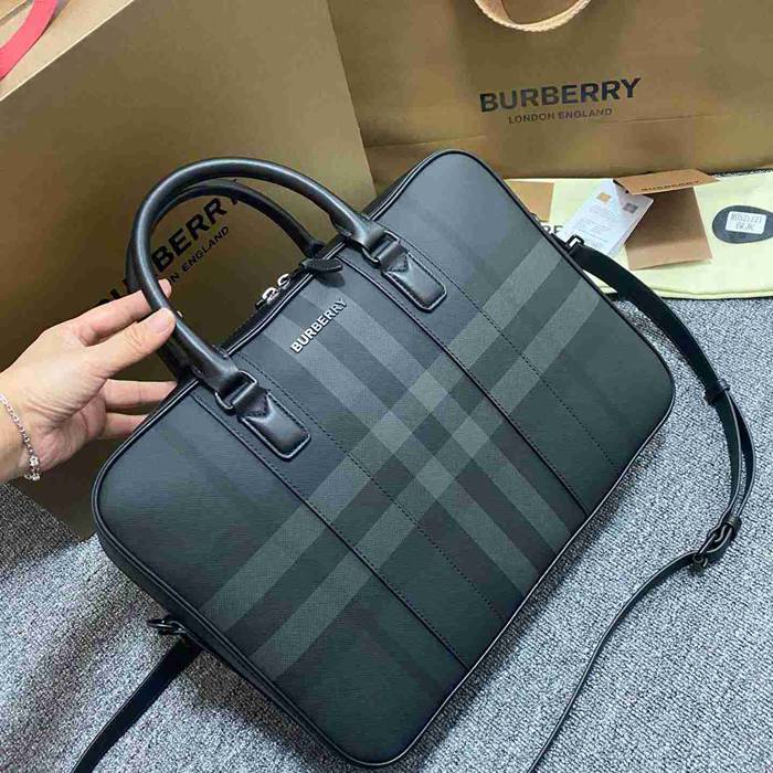 BURBERRY チェック ブリーフケース メンズ 38×28×9cm