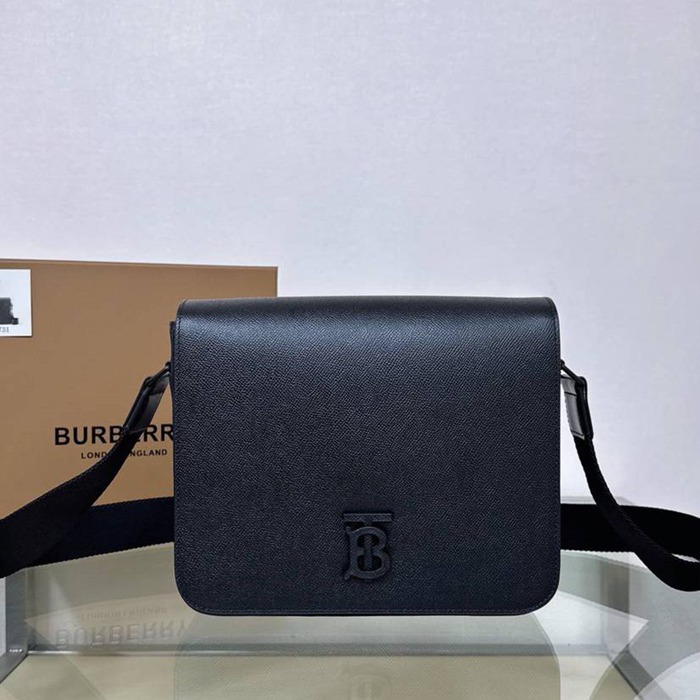 BURBERRY メッセンジャーバッグ TBロゴ レザー メンズ 25.5×21.5×6.5cm