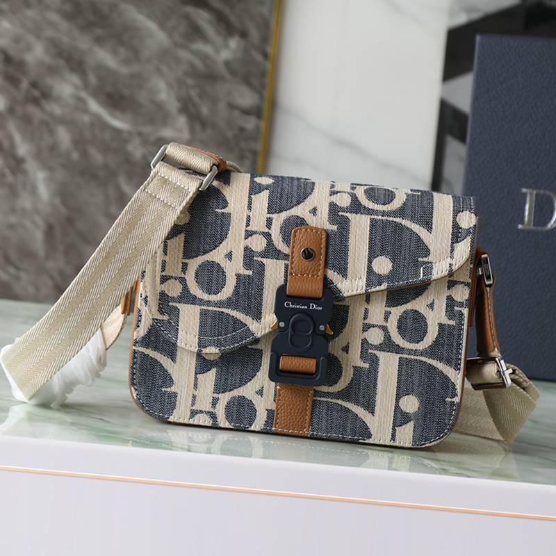 DIOR サドル メッセンジャーバッグ ラフィア オブリーク メンズ 24×16.5×5.5cm