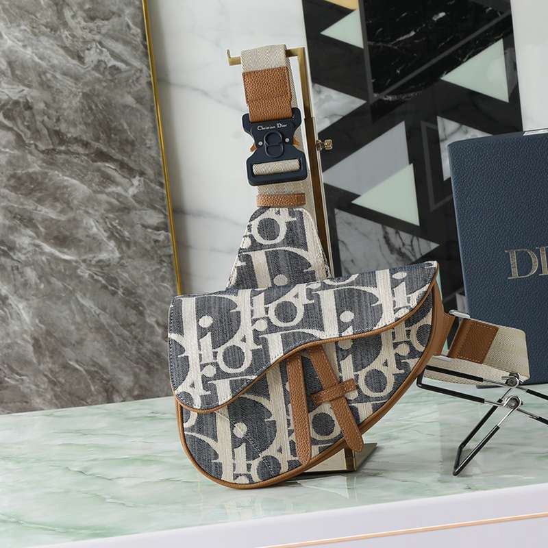 DIOR サドル ショルダーバッグ ラフィア オブリーク メンズ 27×20×5cm