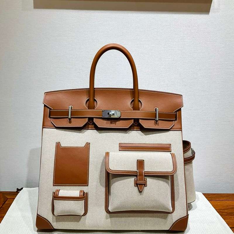 HERMES HAC 40 カーゴ キャンバス×スウィフト メンズ 40×30×15cm
