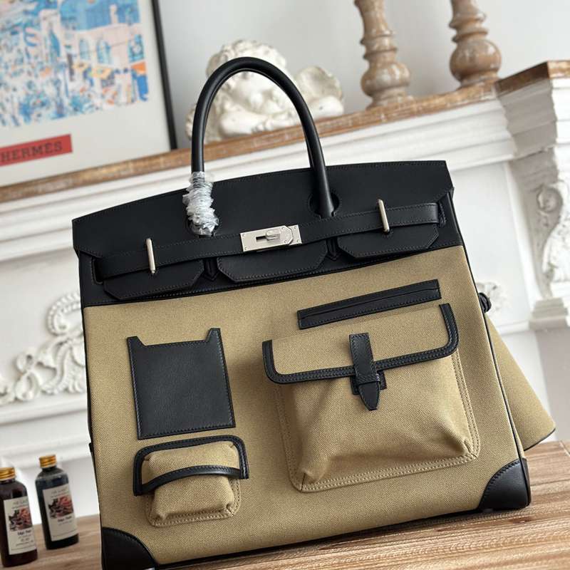 HERMES HAC 40 カーゴ キャンバス×スウィフト メンズ 40×30×15cm