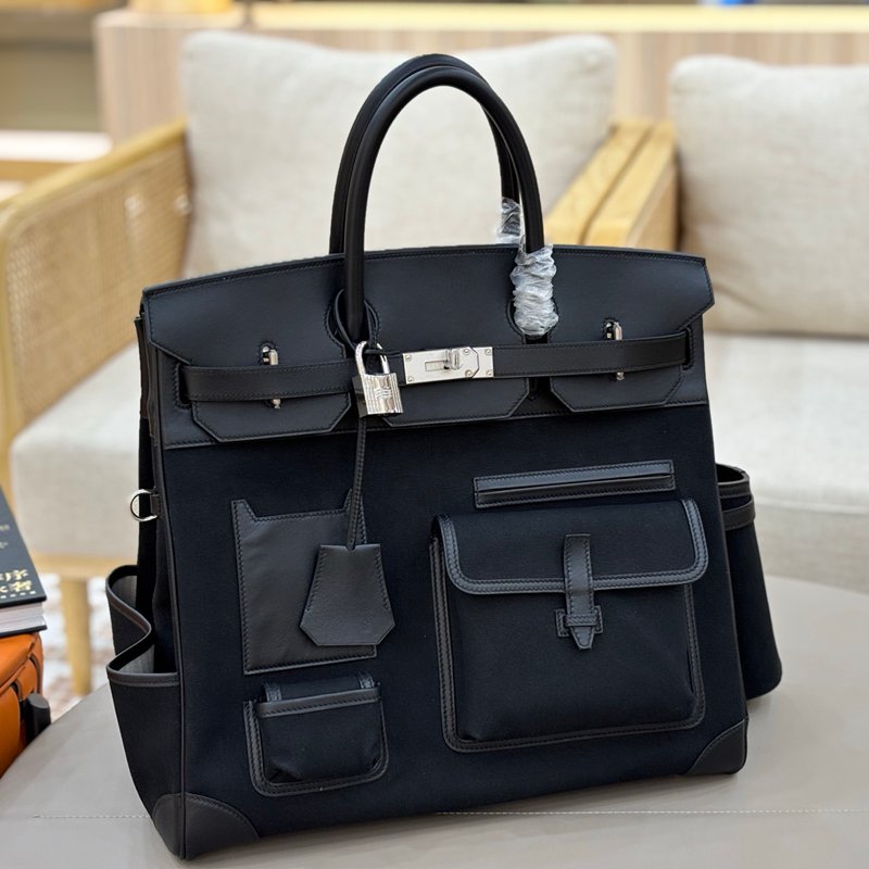 HERMES HAC 40 カーゴ キャンバス×スウィフト メンズ 40×30×15cm