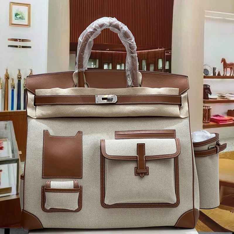 HERMES HAC 40 カーゴ キャンバス×スウィフト メンズ 40×30×15cm