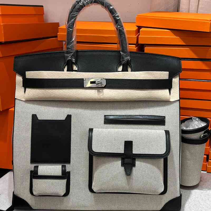 HERMES HAC 40 カーゴ キャンバス×スウィフト メンズ 40×30×15cm