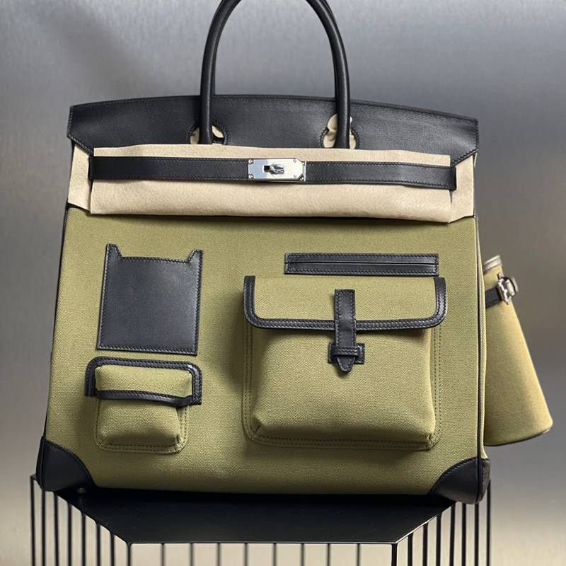 HERMES HAC 40 カーゴ キャンバス×スウィフト メンズ 40×30×15cm