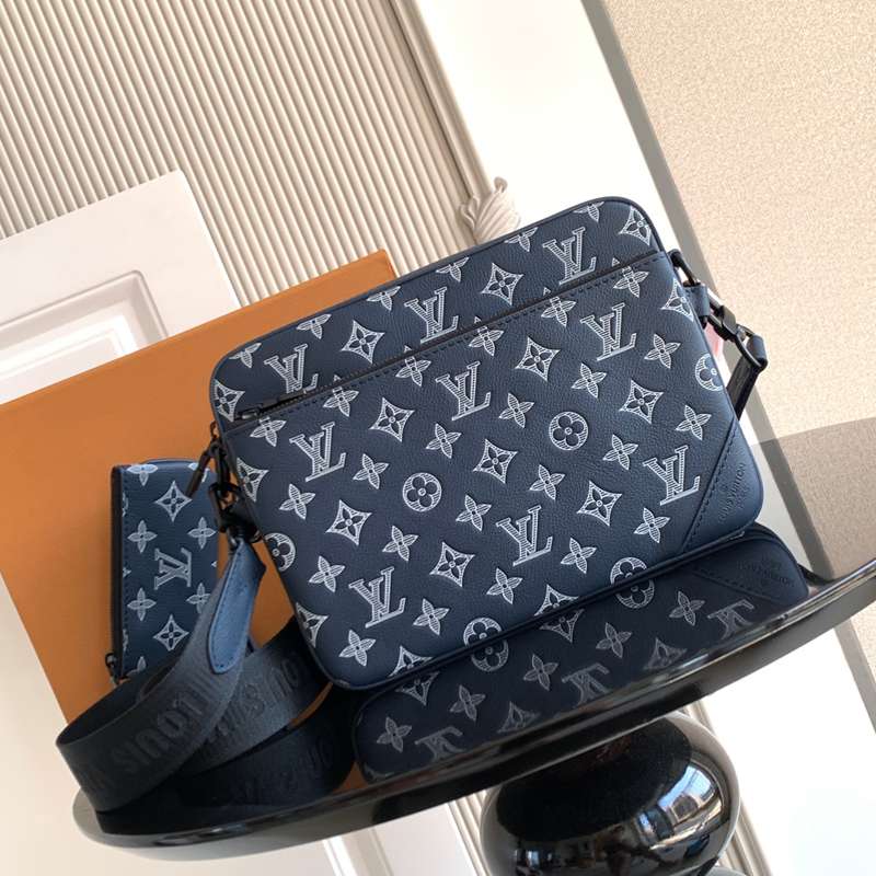 LOUIS VUITTON トリオ メッセンジャーバッグ モノグラムシャドウ カーフレザー メンズ 25×18.5×7cm