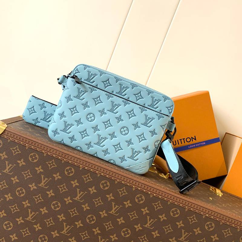 LOUIS VUITTON トリオ メッセンジャーバッグ モノグラム カーフレザー メンズ 25×18.5×7cm