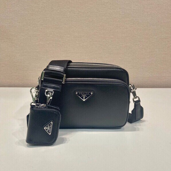 PRADA ショルダーバッグ サフィアーノレザー メンズ 20×13.5×7cm