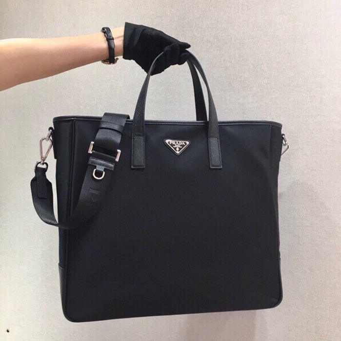 PRADA ショッピングバッグ リサイクルナイロン サフィアーノ メンズ 36×34×10cm