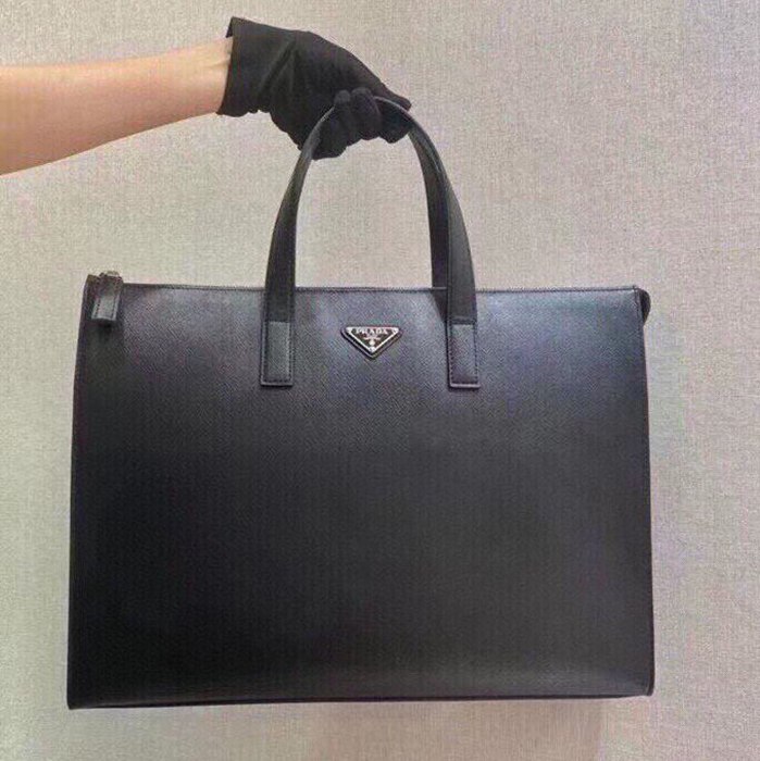 PRADA ブリーフケース クロスグレインレザー メンズ 40×30×9cm