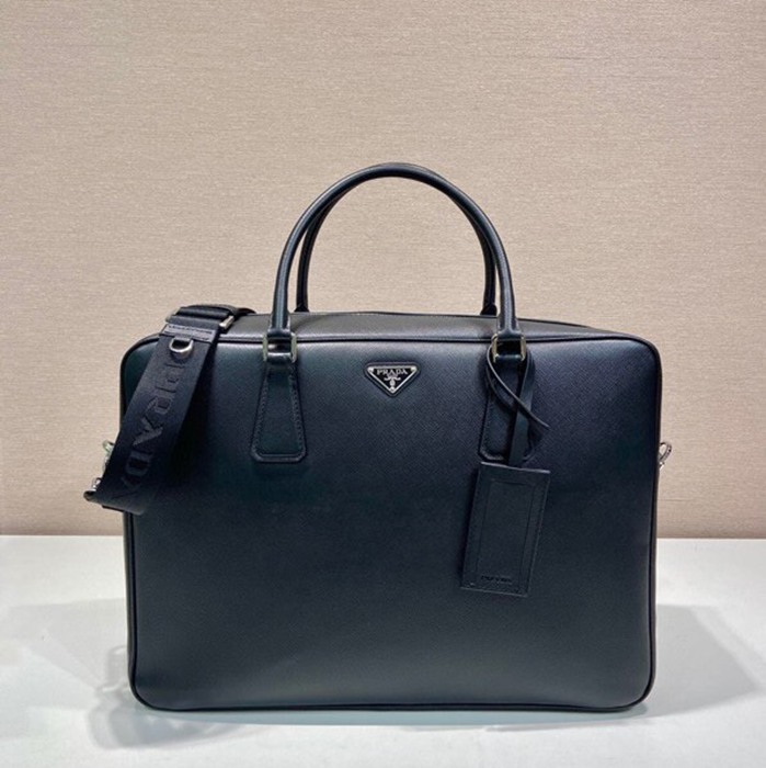 PRADA ブリーフケース クロスグレインレザー メンズ 42×30×12cm