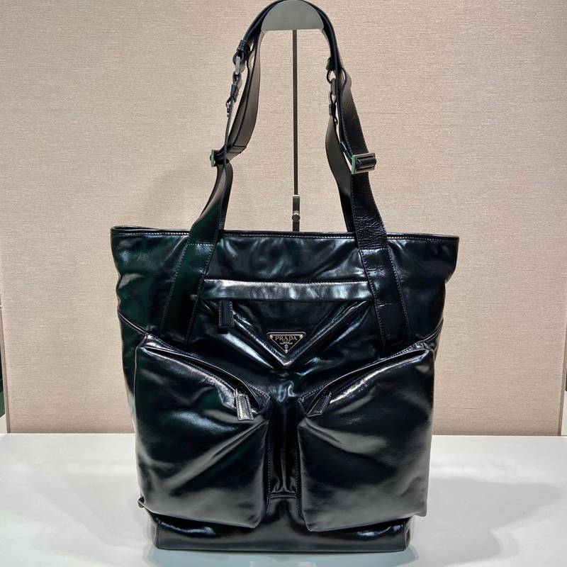 PRADA トートバッグ ワックスレザー メンズ 31.5×42.5×16cm