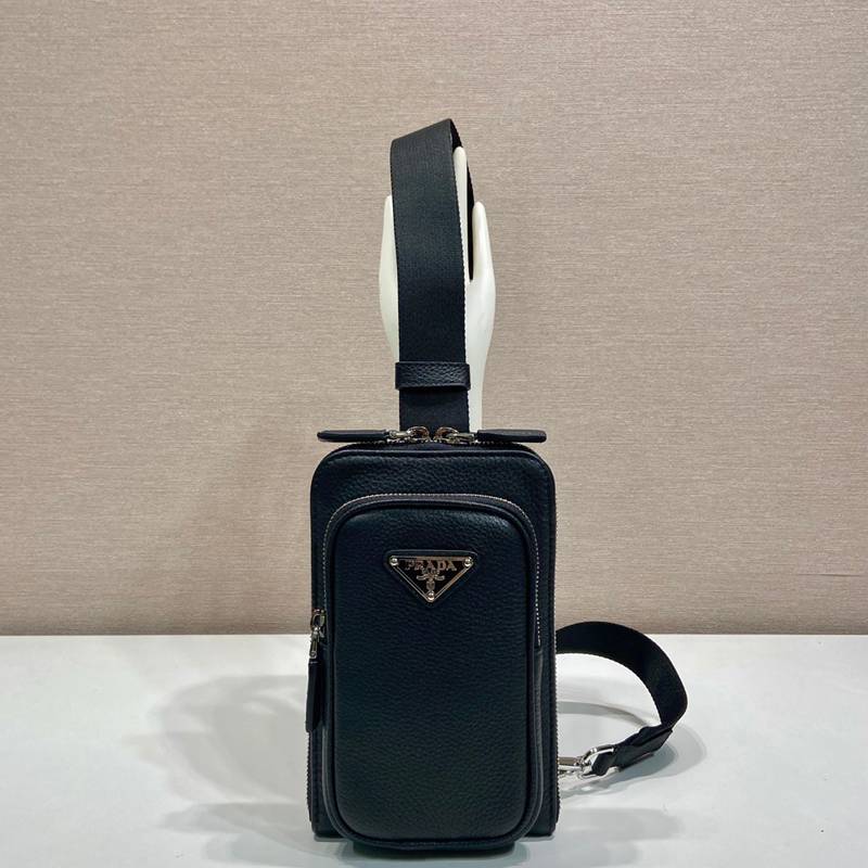 PRADA スマホポーチ ディアスキン レザー メンズ 11.5×18×4cm