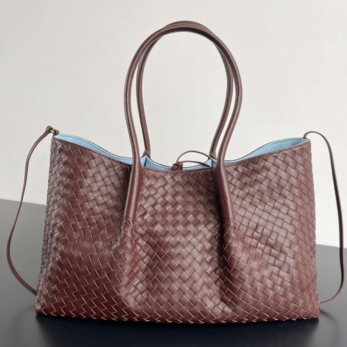 BV トートバッグ レザー ハンドバッグ 編み込み 23×43×14.5cm