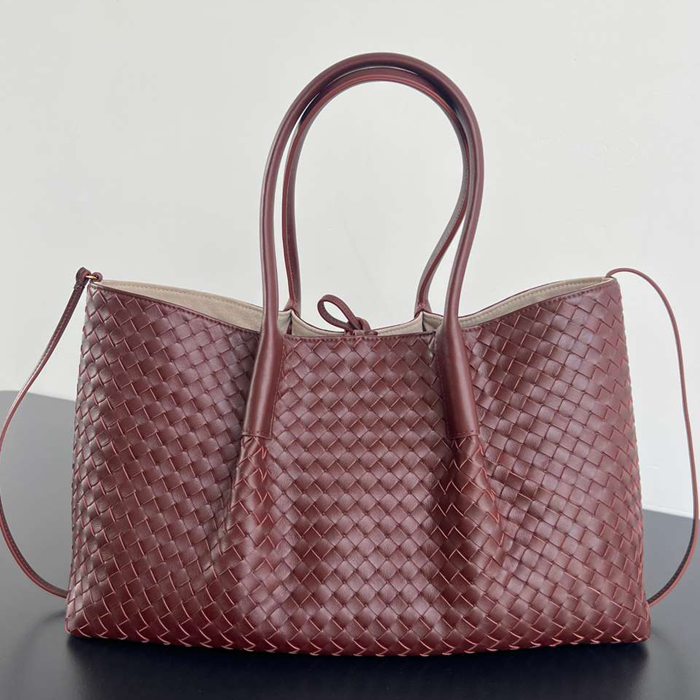 BV トートバッグ レザー ハンドバッグ 編み込み 23×43×14.5cm