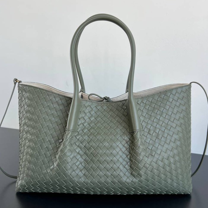 BV トートバッグ レザー ハンドバッグ 編み込み 23×43×14.5cm