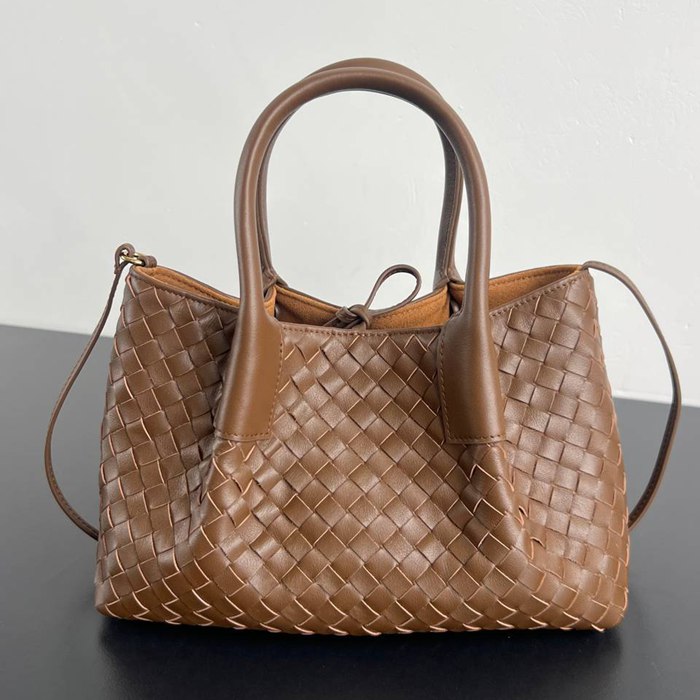 BV トートバッグ レザー ハンドバッグ 編み込み 15×24×12cm